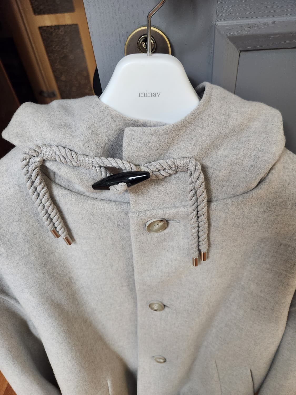 시스템옴므 멜란지 그레이 핸드메이드 후드 코트 상품이미지3