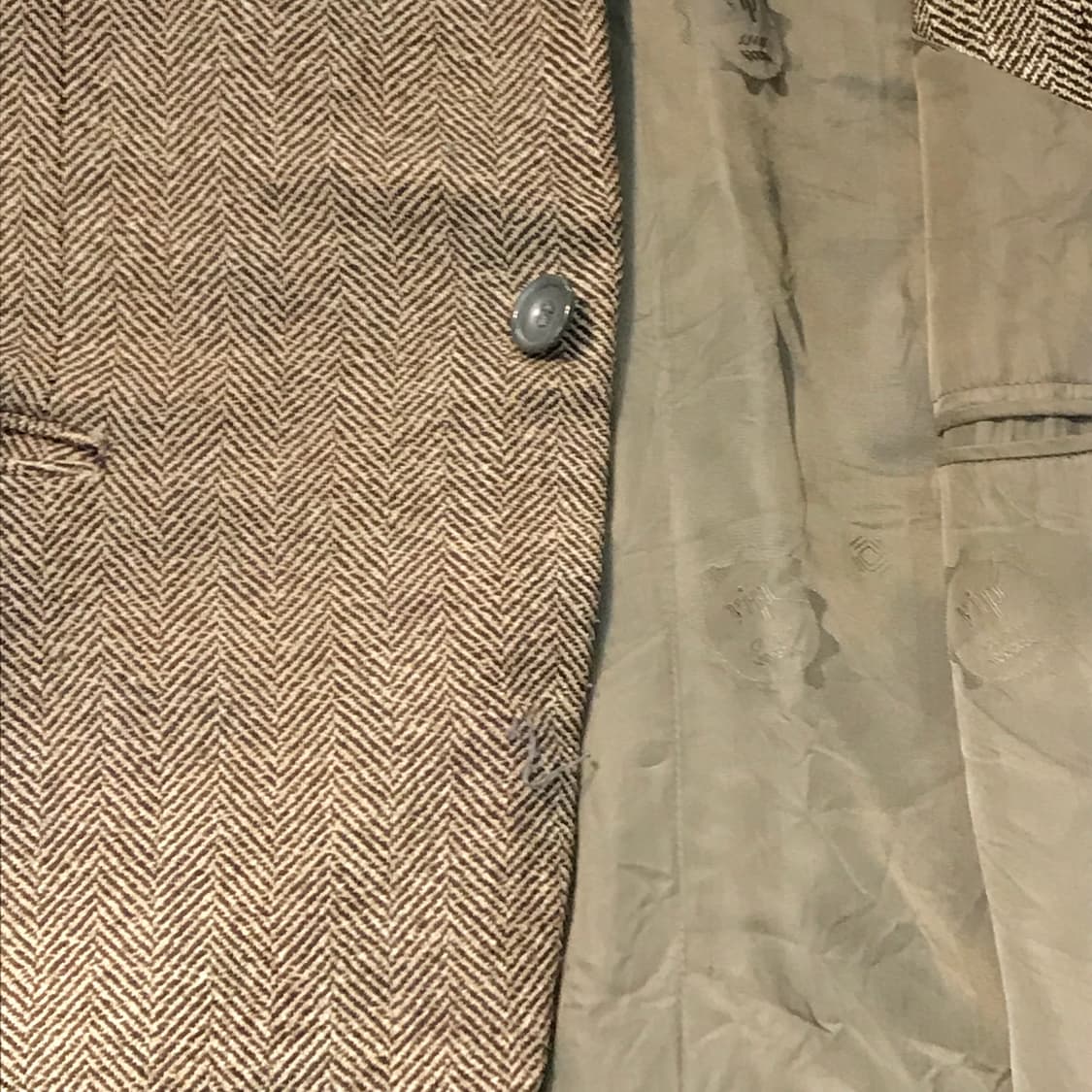 VTG 빈티지 브라운 헤링본 패턴 블레이저 자켓 남성 105 사이즈 상품이미지5