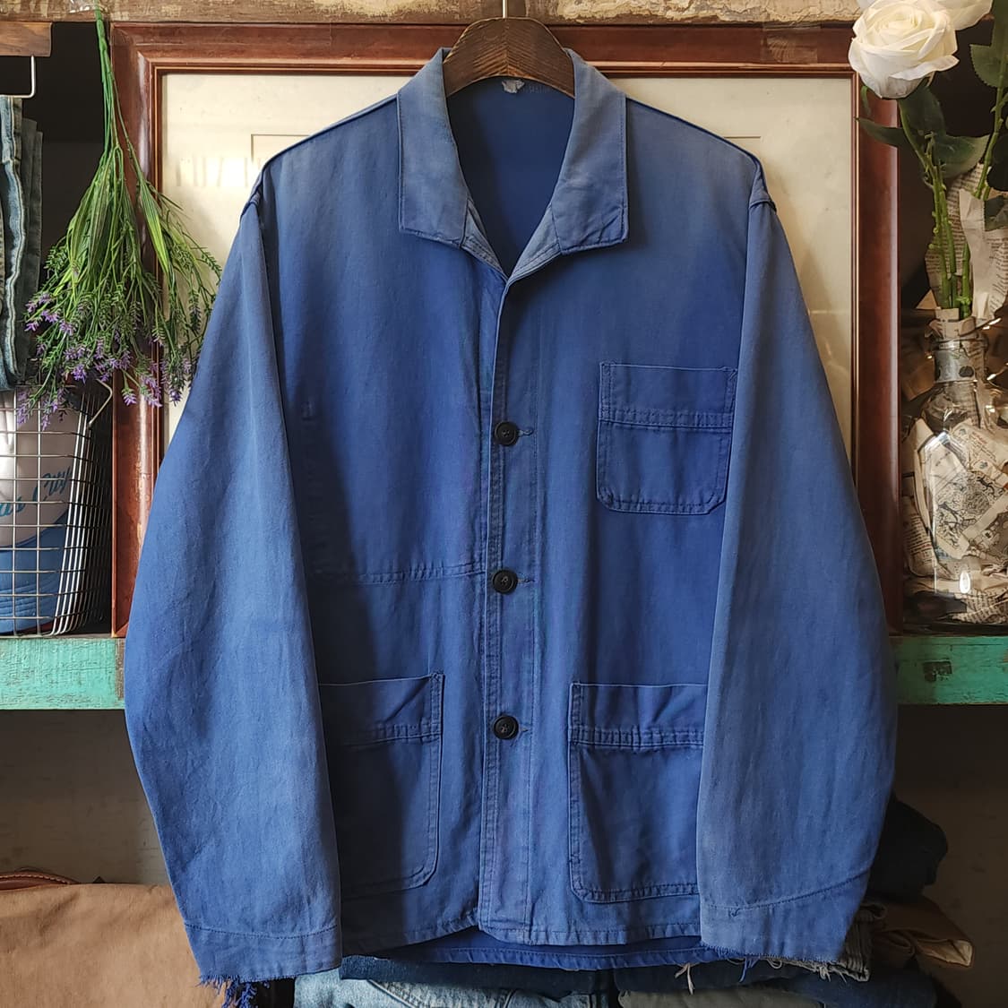 60s 프렌치 워크자켓 프렌치자켓 블루 페이딩 48 상품이미지1