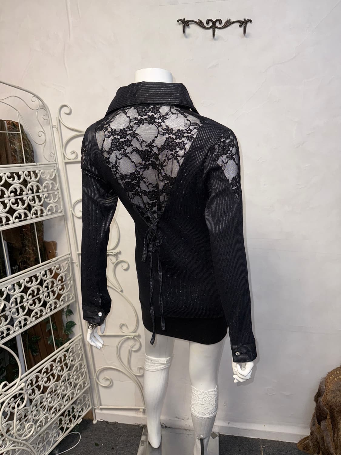 Black back laceup stripe shirt ops 상품이미지4