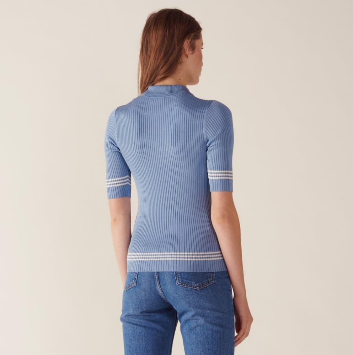 SANDRO 산드로 골지 반팔 카라 니트[1] 상품이미지3