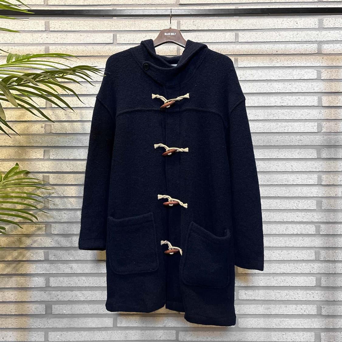 JPN VINTAGE 떡볶이 후드 코트 투포켓 토글 버튼 디테일 네이비 상품이미지2