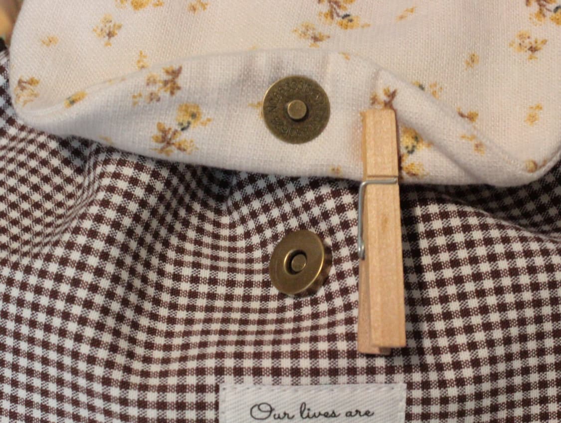 핸드메이드 브라운 체크 밴딩 파우치 상품이미지6