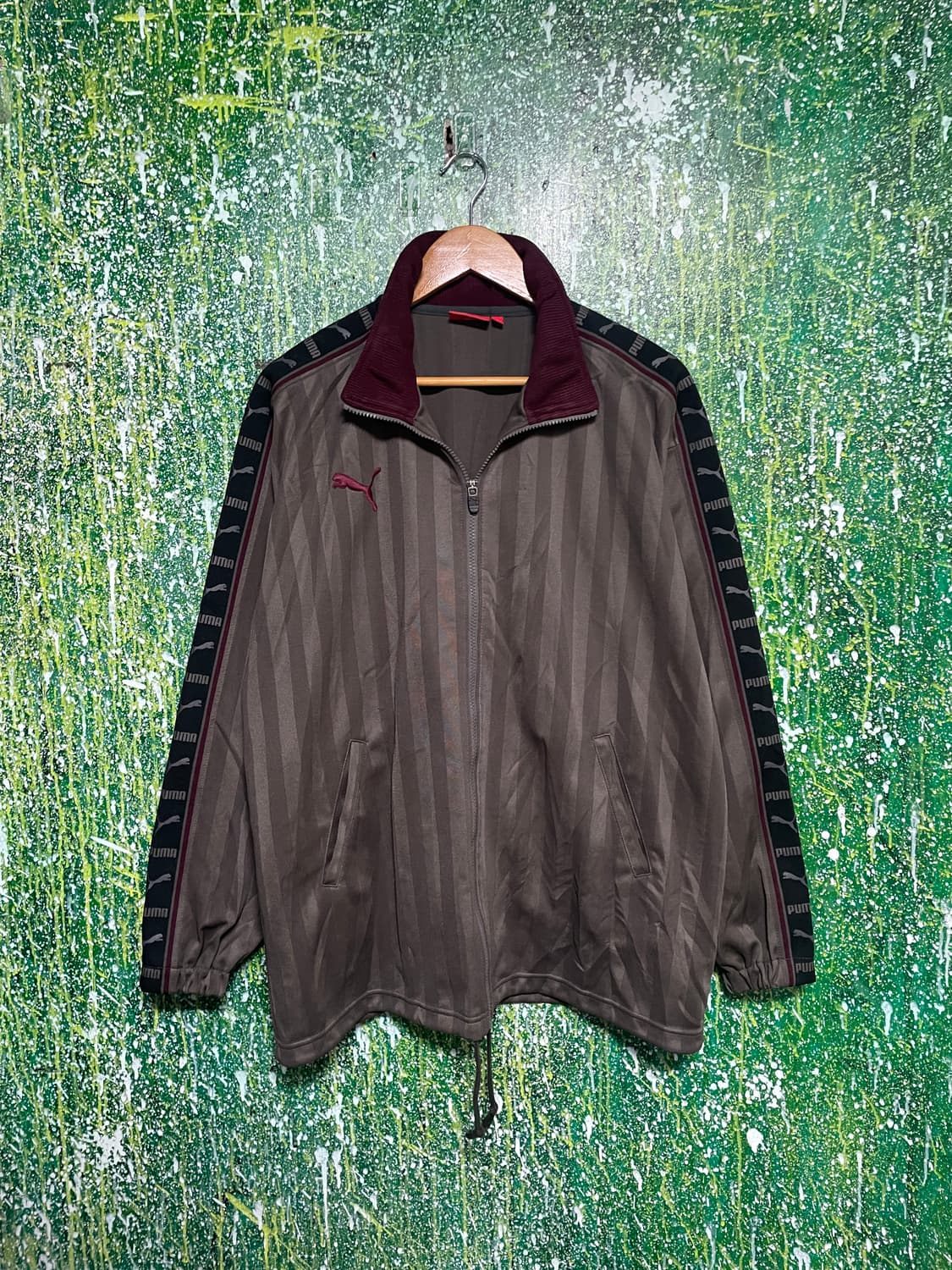 퓨마 초코 브라운 버건디 빅로고 오버핏 사이드라인 져지 L XL 상품이미지5