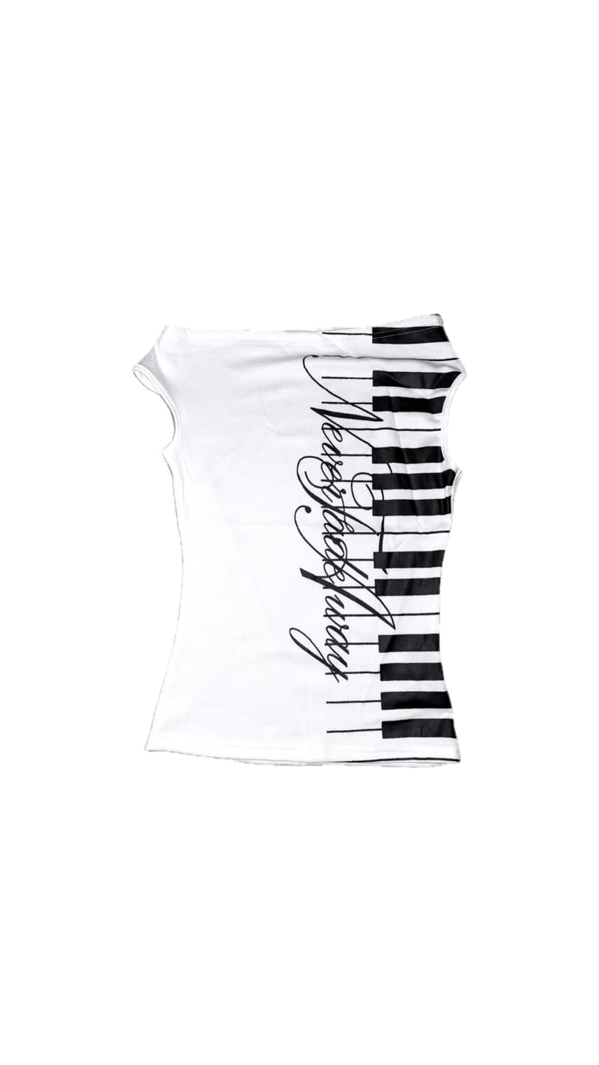 piano off-shoulder slim T-shirt 상품이미지3