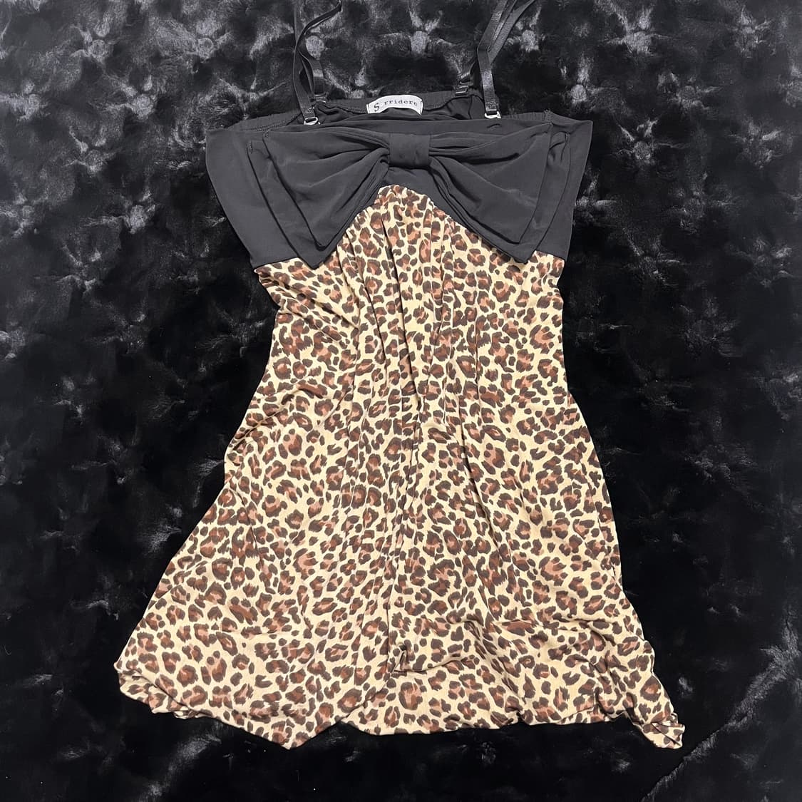 갸루 리본 호피 슬립 원피스 상품이미지1