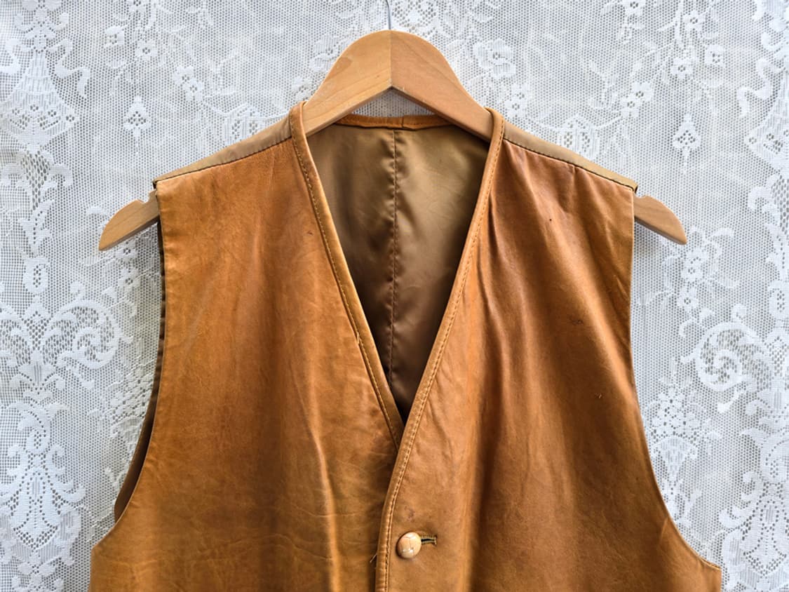빈티지 핸드메이드 가죽 베스트 상품이미지2