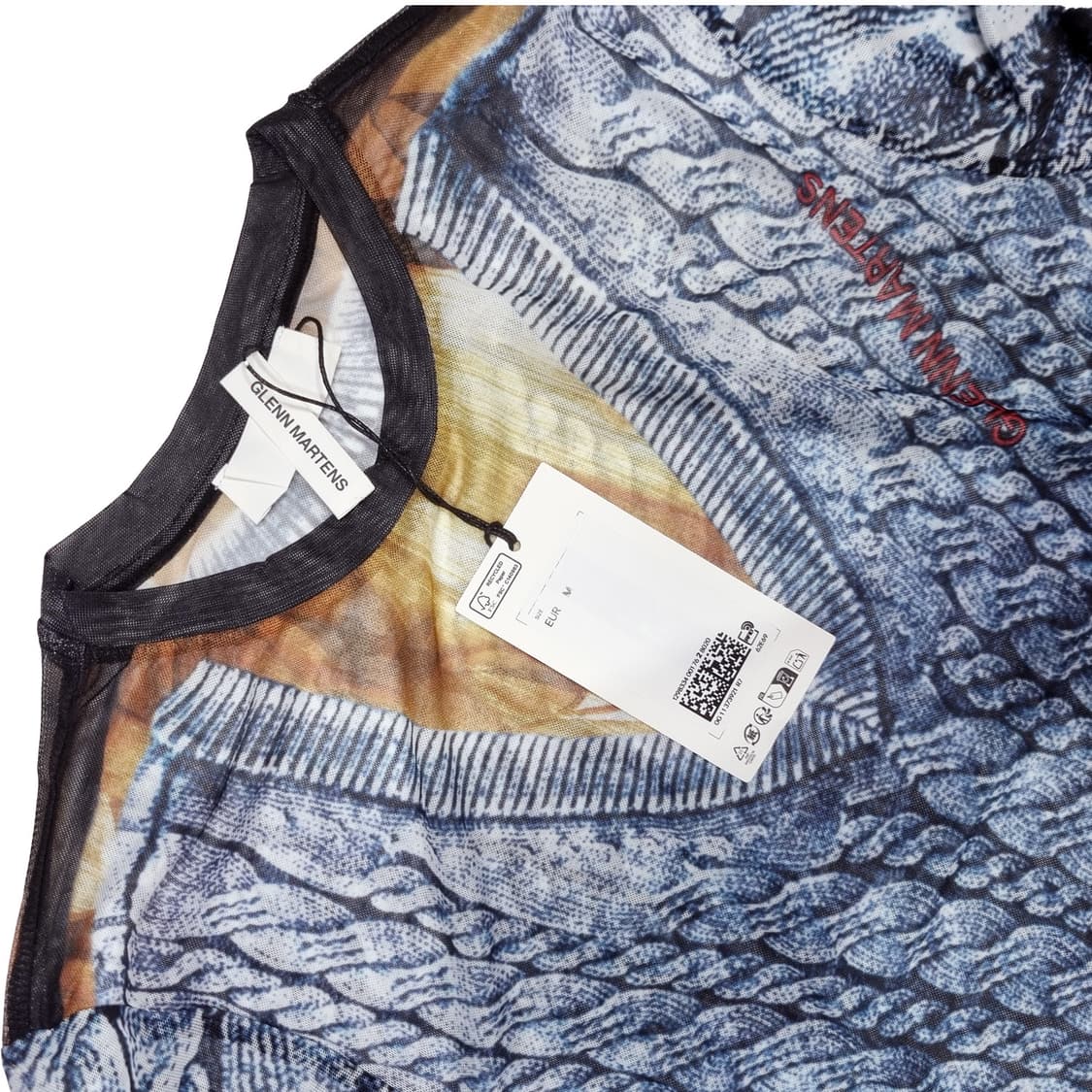 H&M 글렌마틴스 * 프린트 메쉬 탑 * 블루 * M 상품이미지4