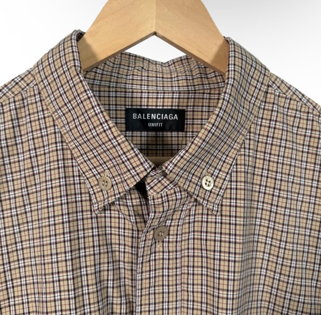 [M] 발렌시아가 21fw 체크 오버사이즈 버튼 다운 셔츠 베이지 상품이미지4