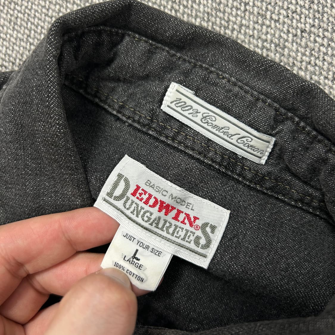 에드윈 덩가리 흑청 데님셔츠(L) 상품이미지2