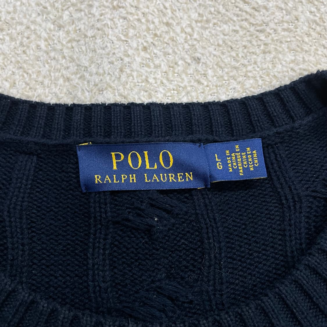 폴로 랄프로렌 포니 로고 케이블 라운드 니트 네이비 상품이미지3
