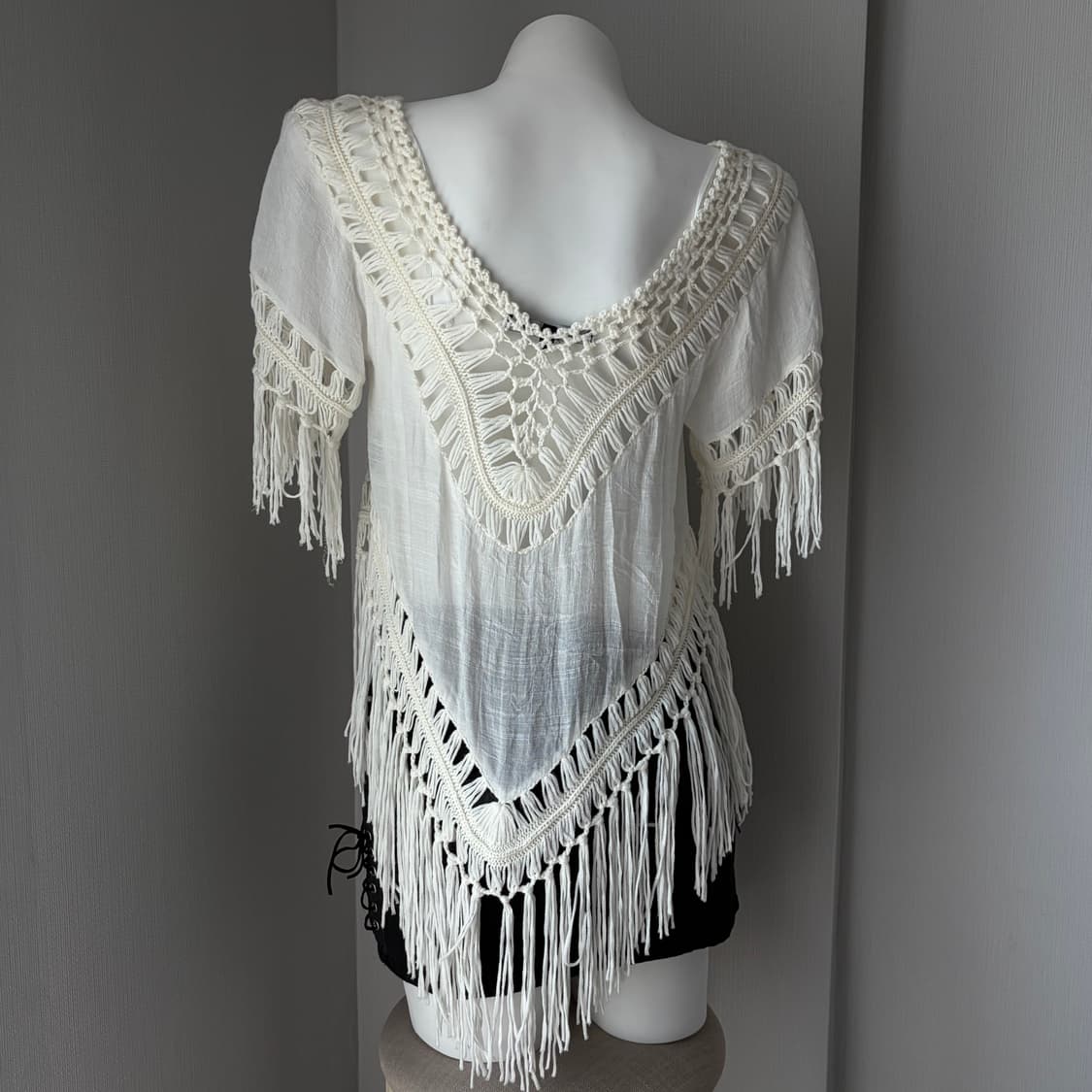 vintage Fringe Macramé Cape Top 상품이미지2