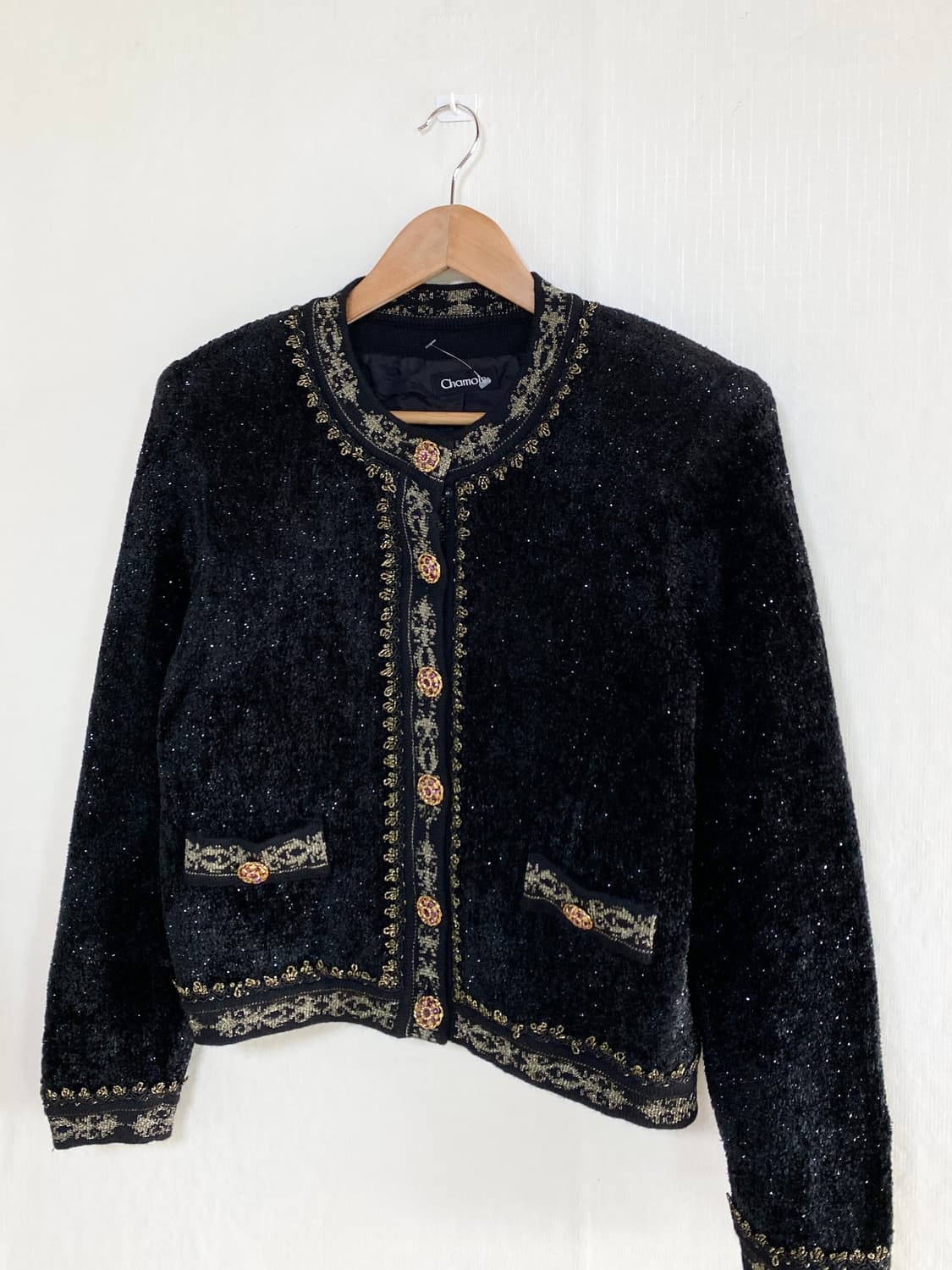 Vintage Black Wool Gold-Button Antique J 상품이미지3