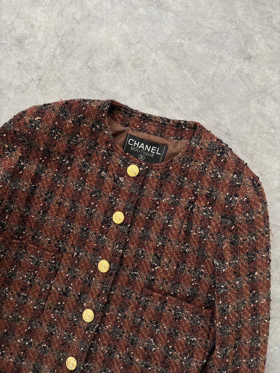 Chanel 샤넬 90’s 브라운 멀티컬러 트위드 자켓  상품이미지6