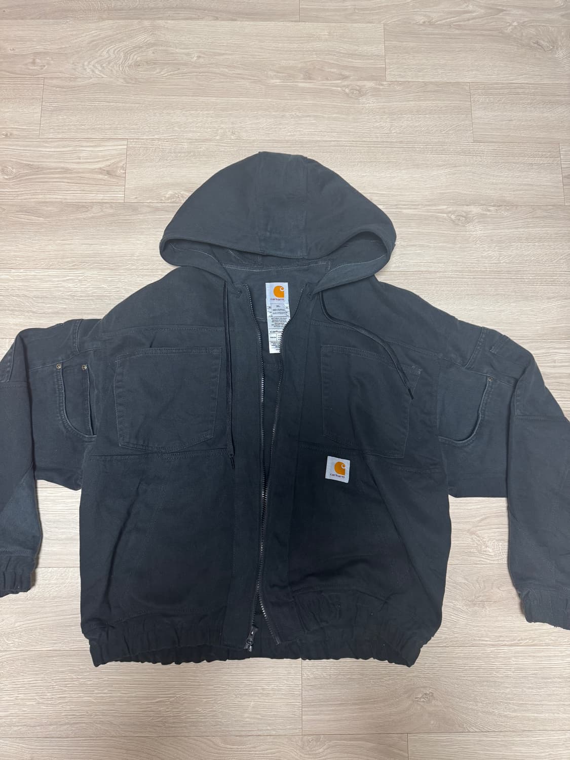 칼하트 후드 데님 자켓 빈티지 워싱 크롭 스트릿 상품이미지3