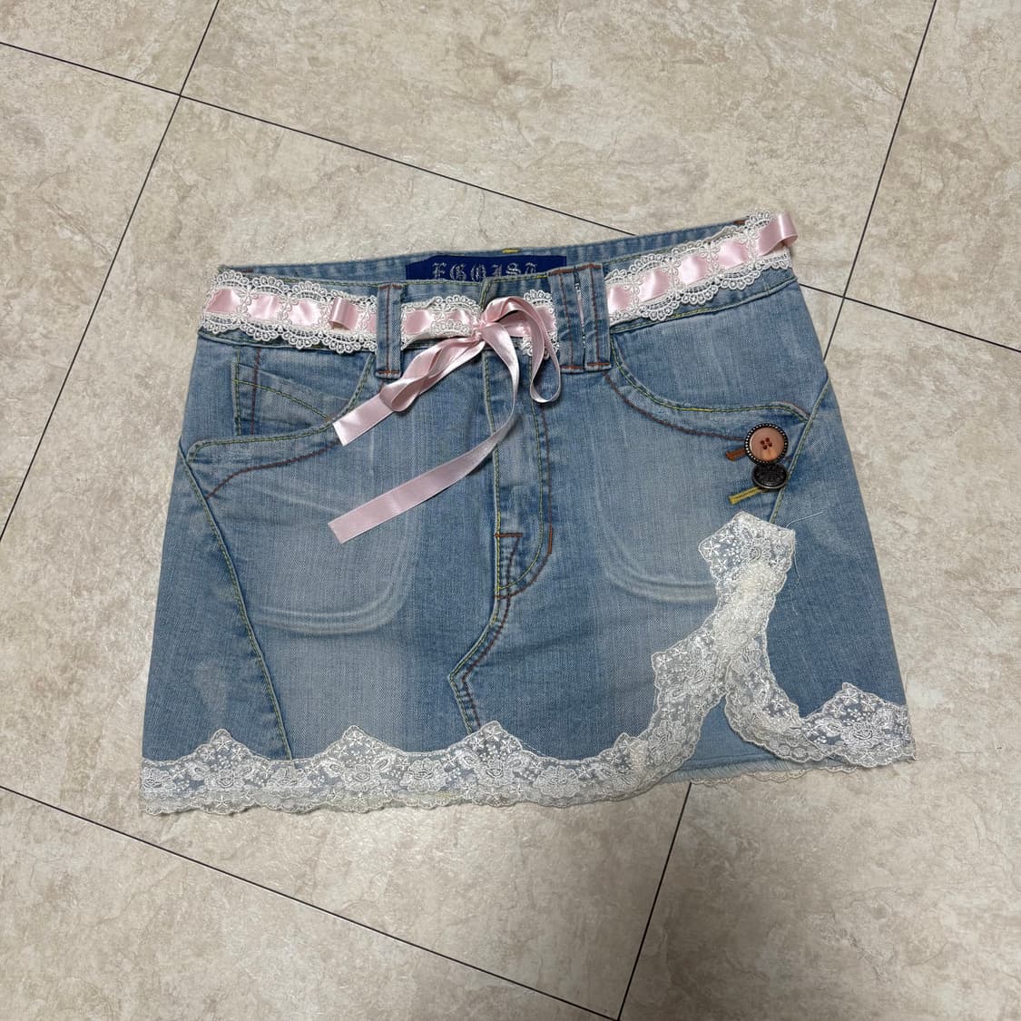 에고이스트 데님 레이스 스커트  상품이미지2