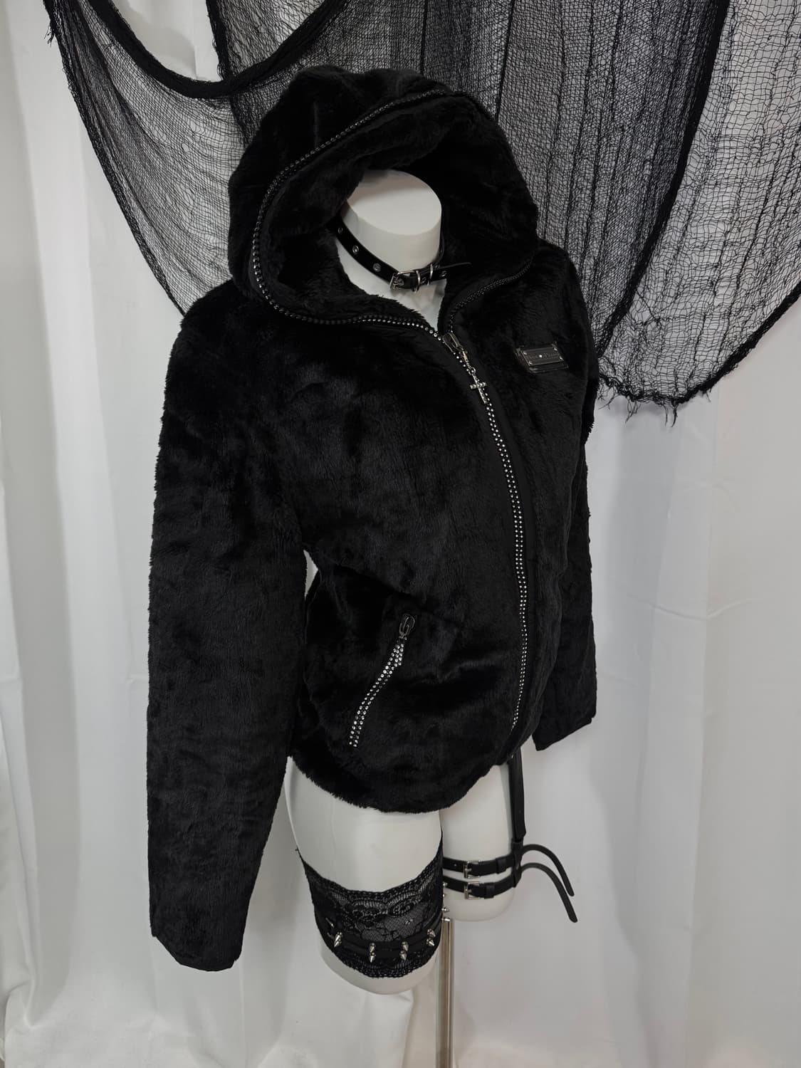 fur cubin cross hood jacket 상품이미지2
