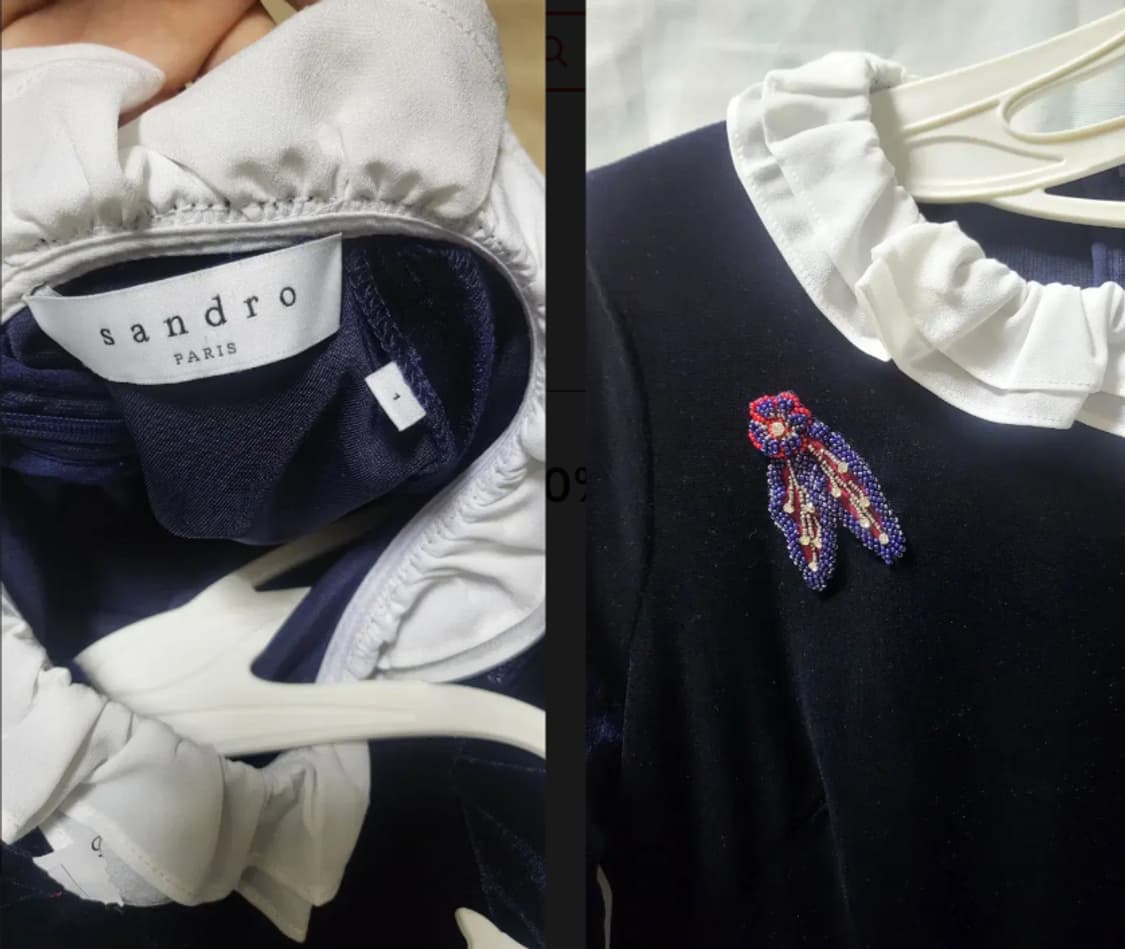 산드로 KATE 벨벳 미니원피스 1사이즈 44 상품이미지2