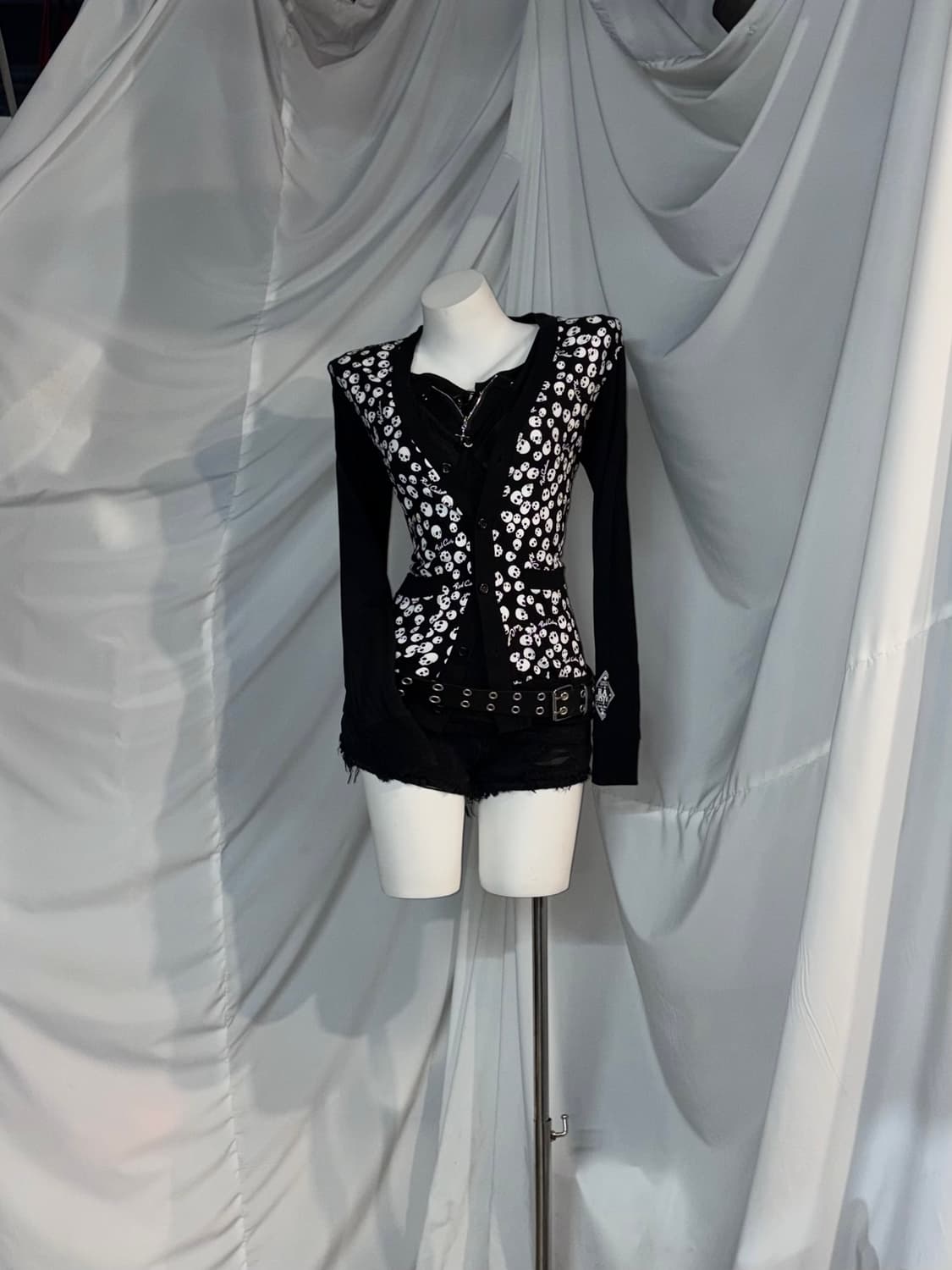 [6pcs] 미사펑크 데일리 무채색 펑크 아일렛 코르셋 십자가 코디세트 상품이미지9