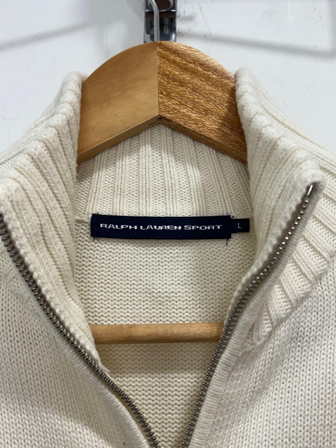 폴로 흰색 화이트 꽈배기 니트 자켓 상품이미지7