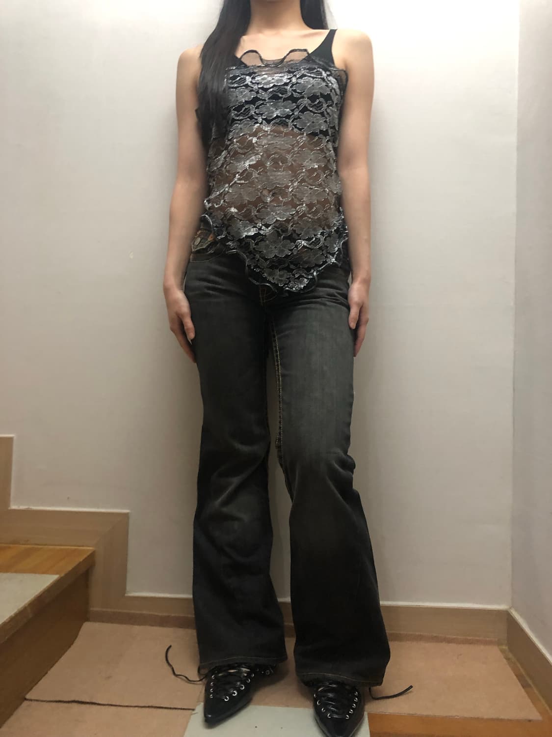 빈티지 그레이 오리엔탈 스카프 탑 상품이미지3