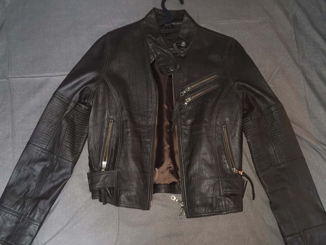 Japanese vintage 딥브라운 라이더 디테일 레더자켓 상품이미지1