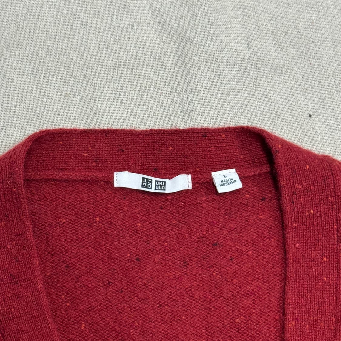 유니클로 멜란지패턴 레드 가디건 L 상품이미지4