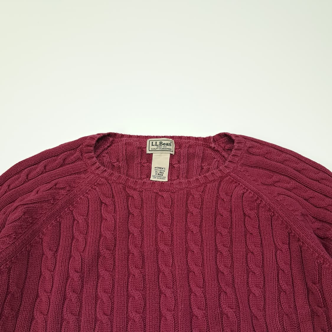 CL308 XL 엘엘빈 90s 홍콩판 코튼 케이블 버건디 니트 스웨터 상품이미지2