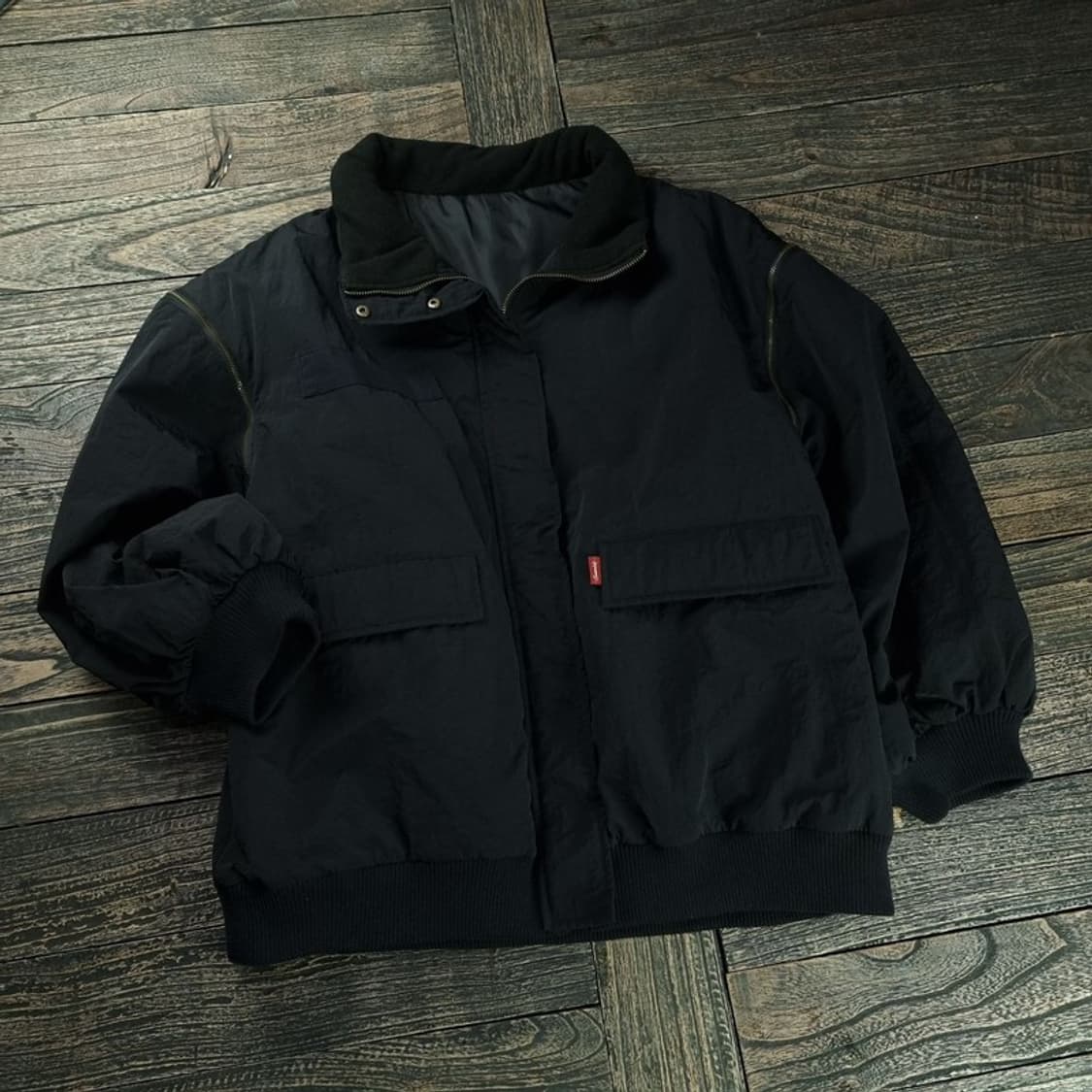 [빈티지] 오버핏 탈부착 패디드 자켓 블랙 M18470 상품이미지1