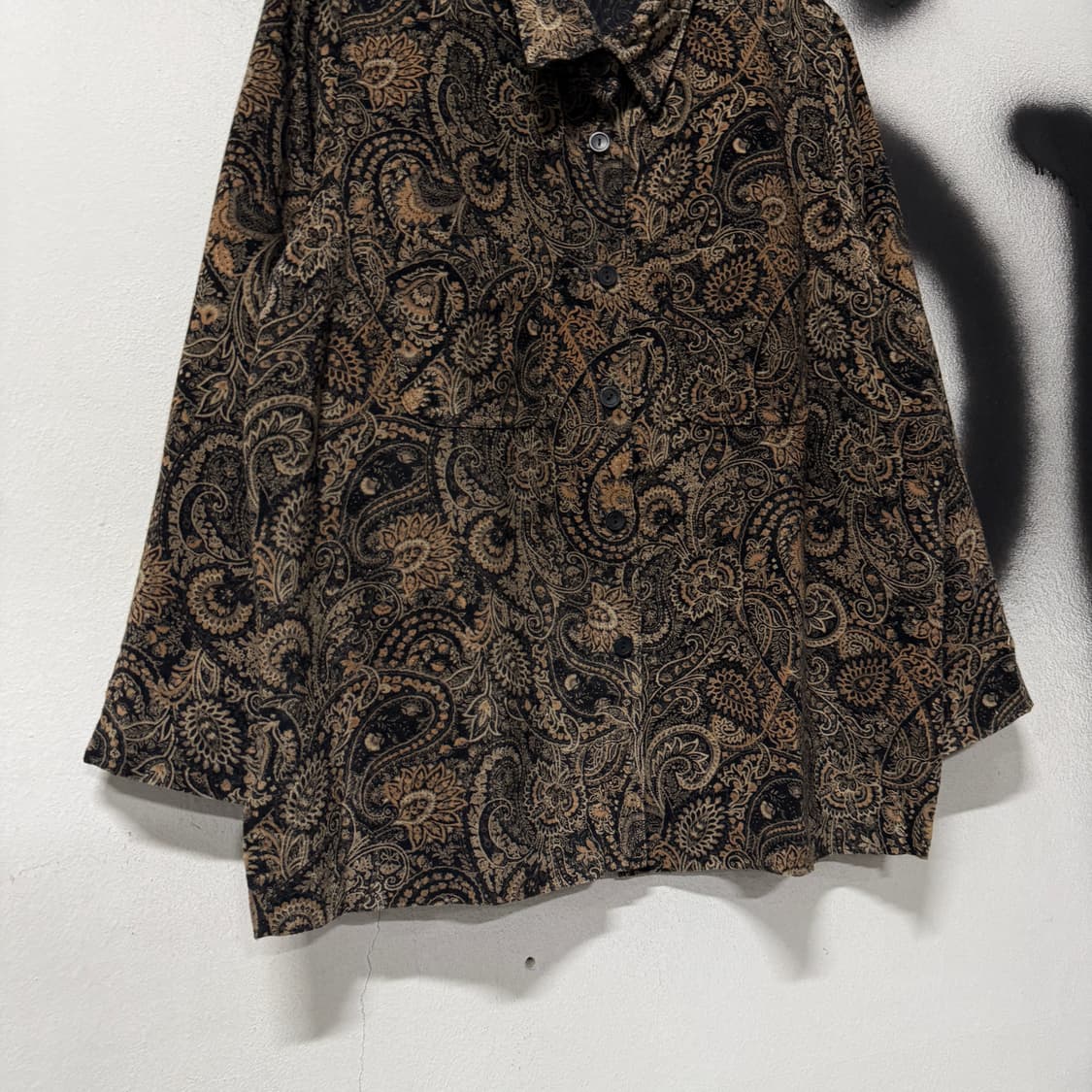 VTG 빈티지 에스닉 페이즐리 풀 패턴 더블 포켓 긴팔 셔츠 상품이미지4