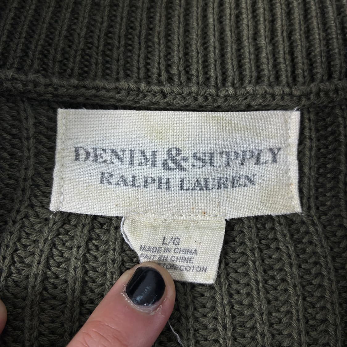 Polo  데님앤서플라이 카키 코튼 숄카라 니트 가디건  상품이미지5