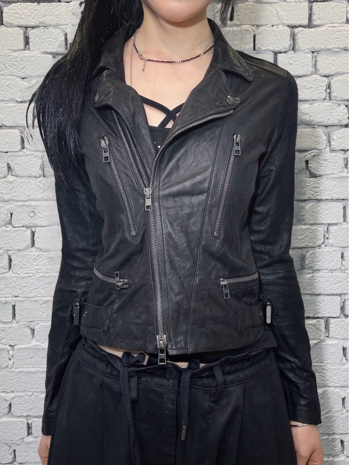 Slim Fit Genuine Leather Rider Jacket 상품이미지1
