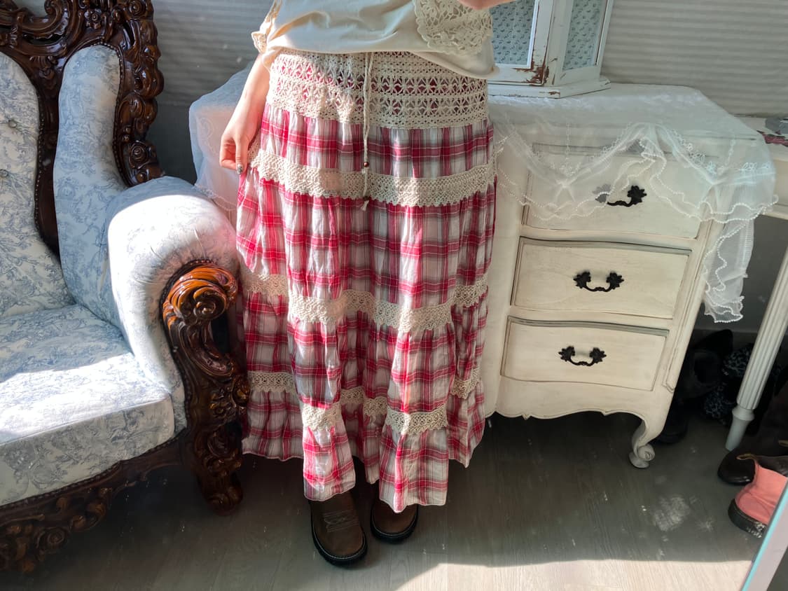 빈티지 모리 하구미 패치 롱스커트 상품이미지5