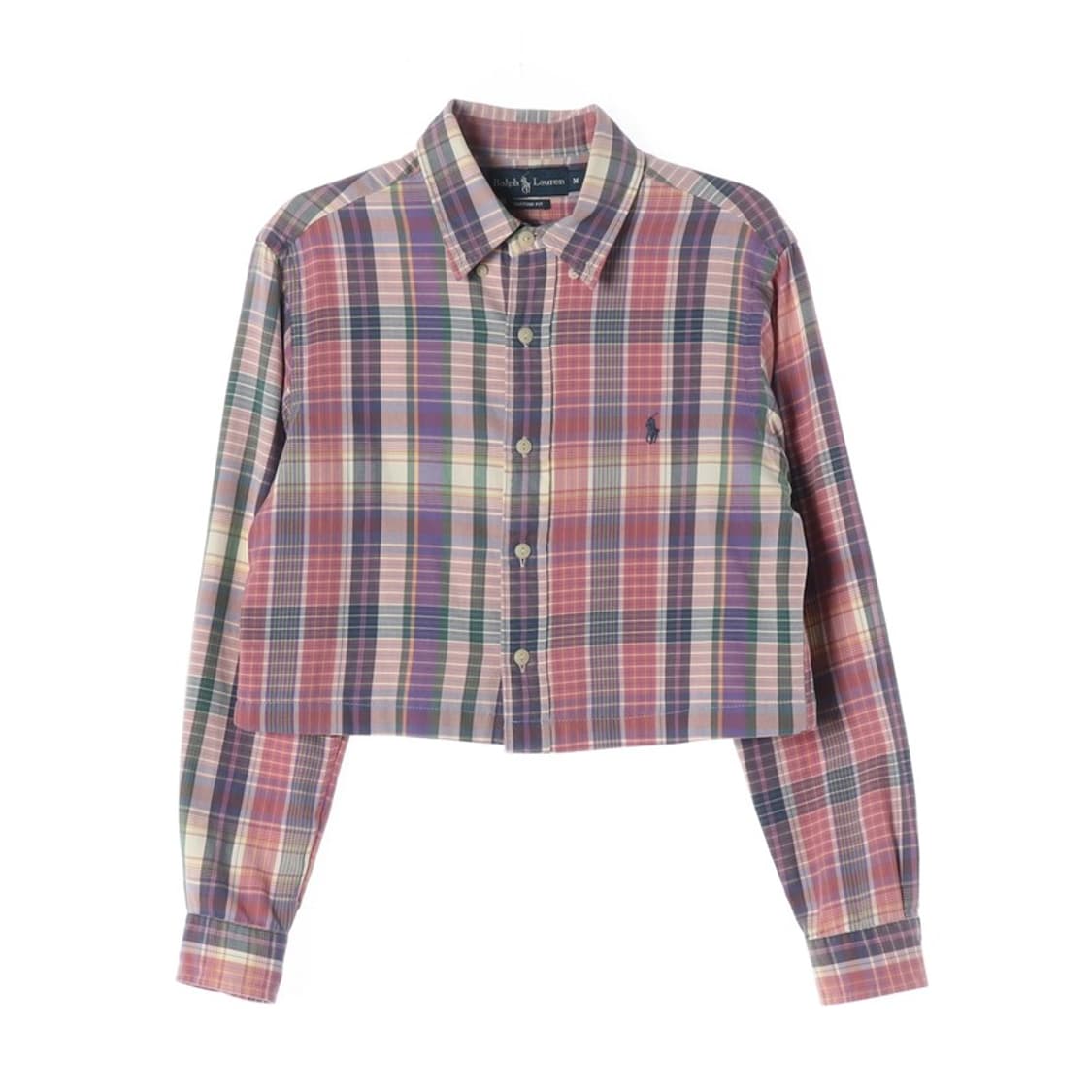 폴로 랄프로렌 멀티 체크 리폼 크롭 셔츠 M 상품이미지1