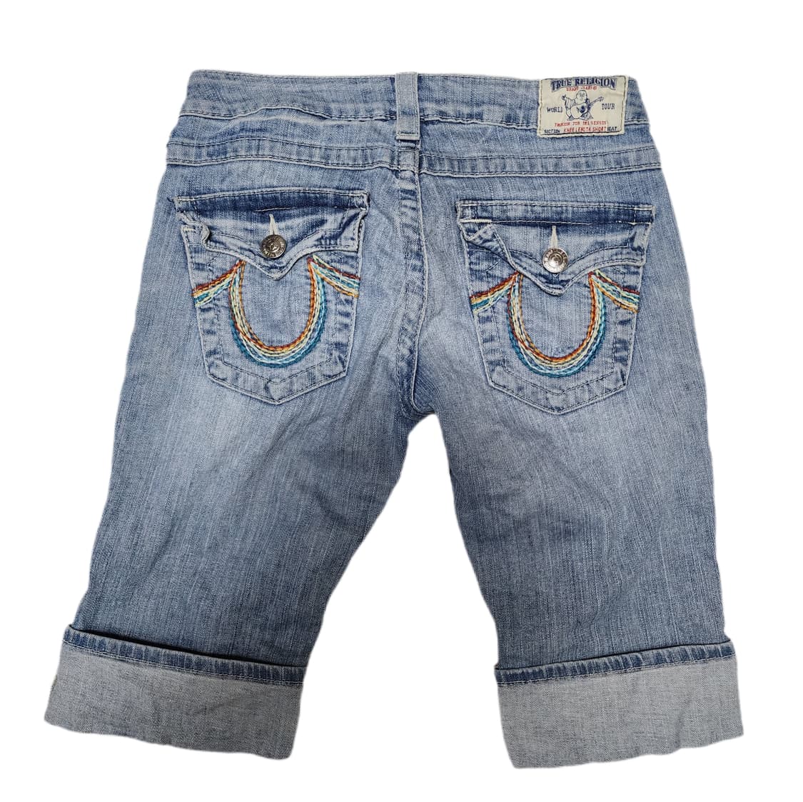 트루릴리젼 워시드 연청 롤업 하이틴 반바지 데님팬츠 상품이미지1