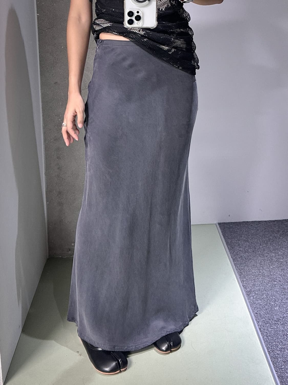 soft blue gray long skirt 상품이미지2