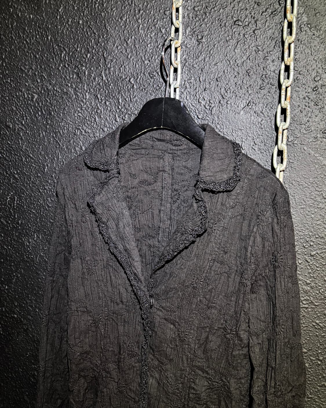 Black Lace-edged Shirt Jacket 상품이미지2