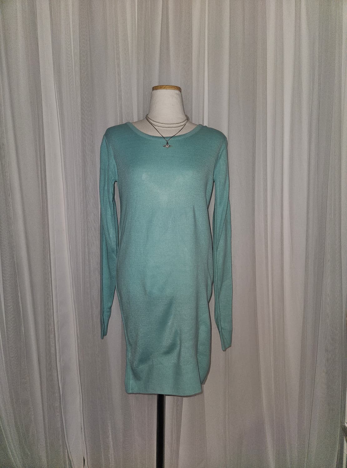 earth music&ecology 그린 에메랄드 니트 원피스 상품이미지1