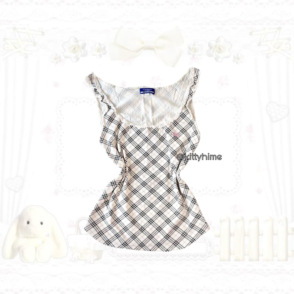 Burberry 버버리 노바체크핑크 프릴 슬리브리스 버버리핑크버버리나시 상품이미지1