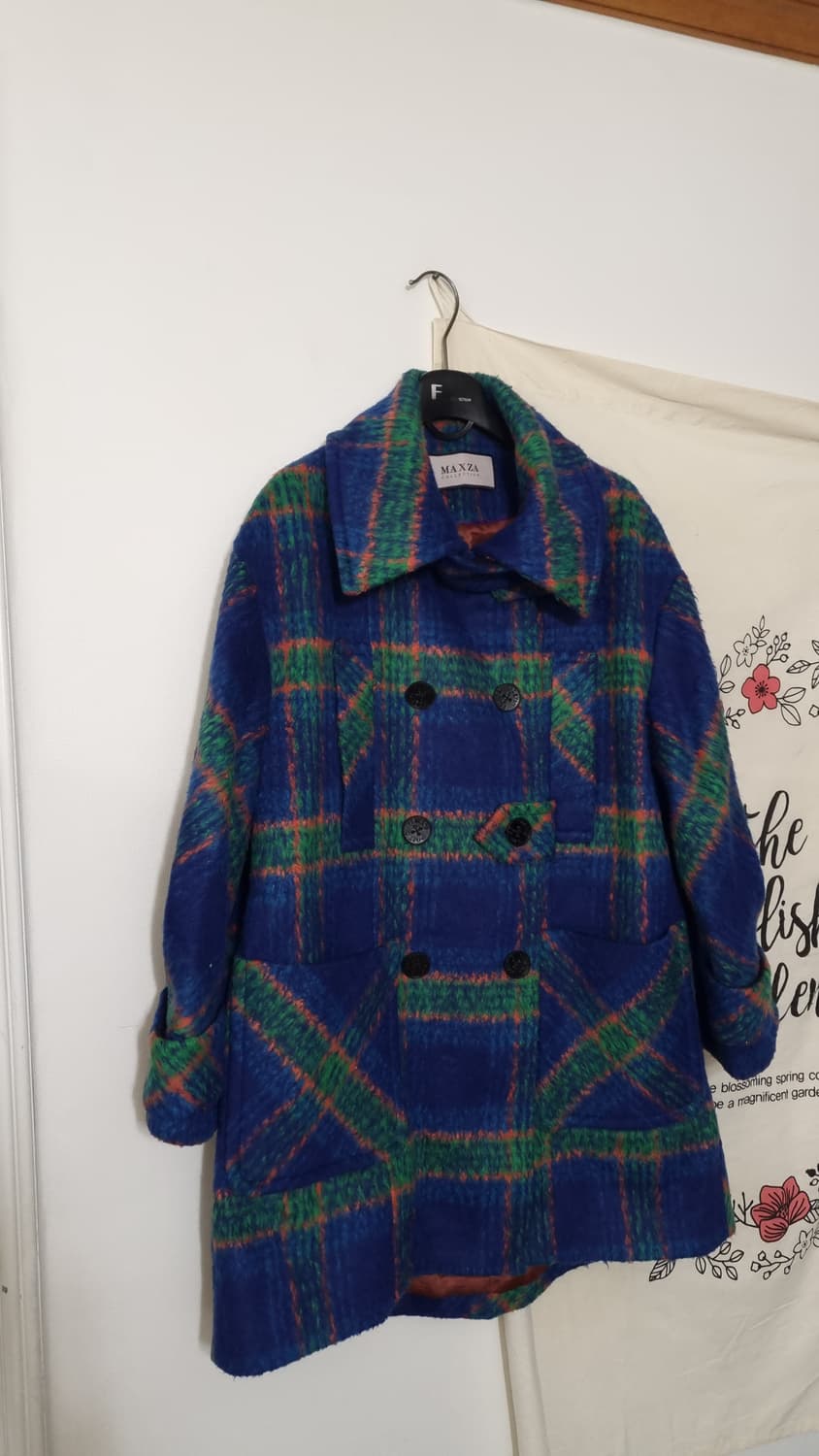 코오롱 MAXZA 컬렉션 체크 패턴 볼륨소매 하프코트 상품이미지5