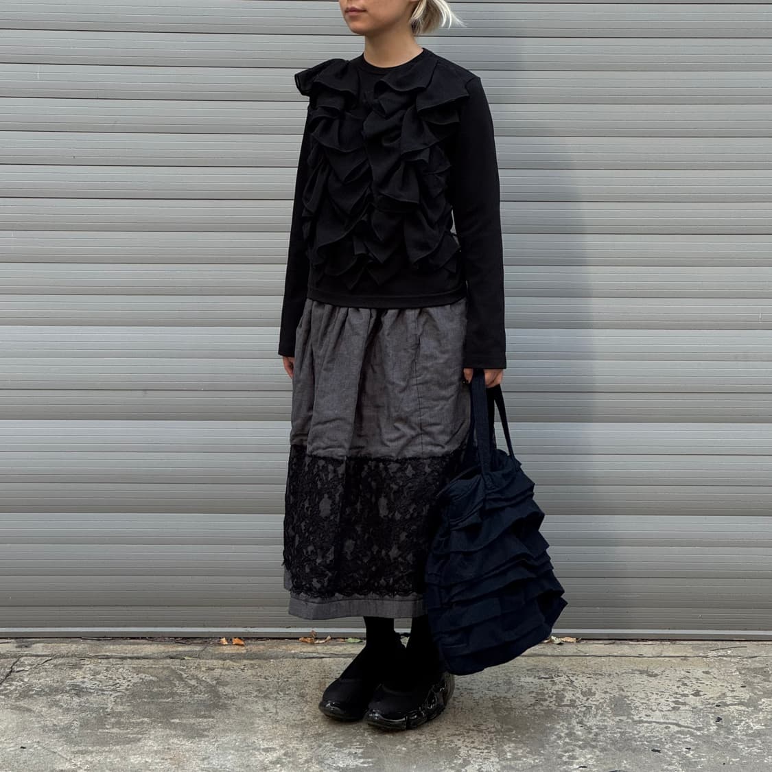 Gray Floral Lace Padded Skirt 상품이미지10