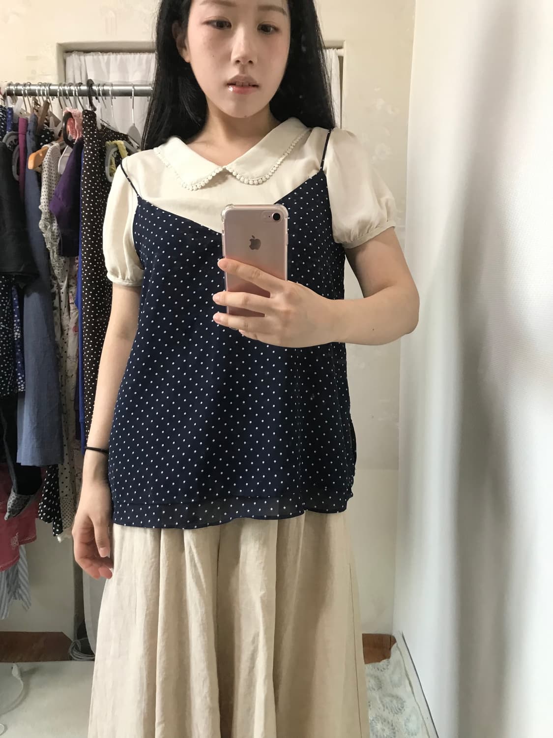  vinatge pure dot navy sleeveless  상품이미지1
