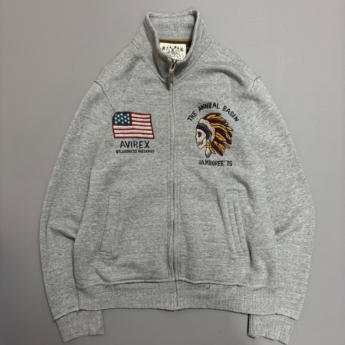 아비렉스(AVIREX) 멜란지 코튼 웨스턴 자수로고 하이넥 집업 자켓 상품이미지7