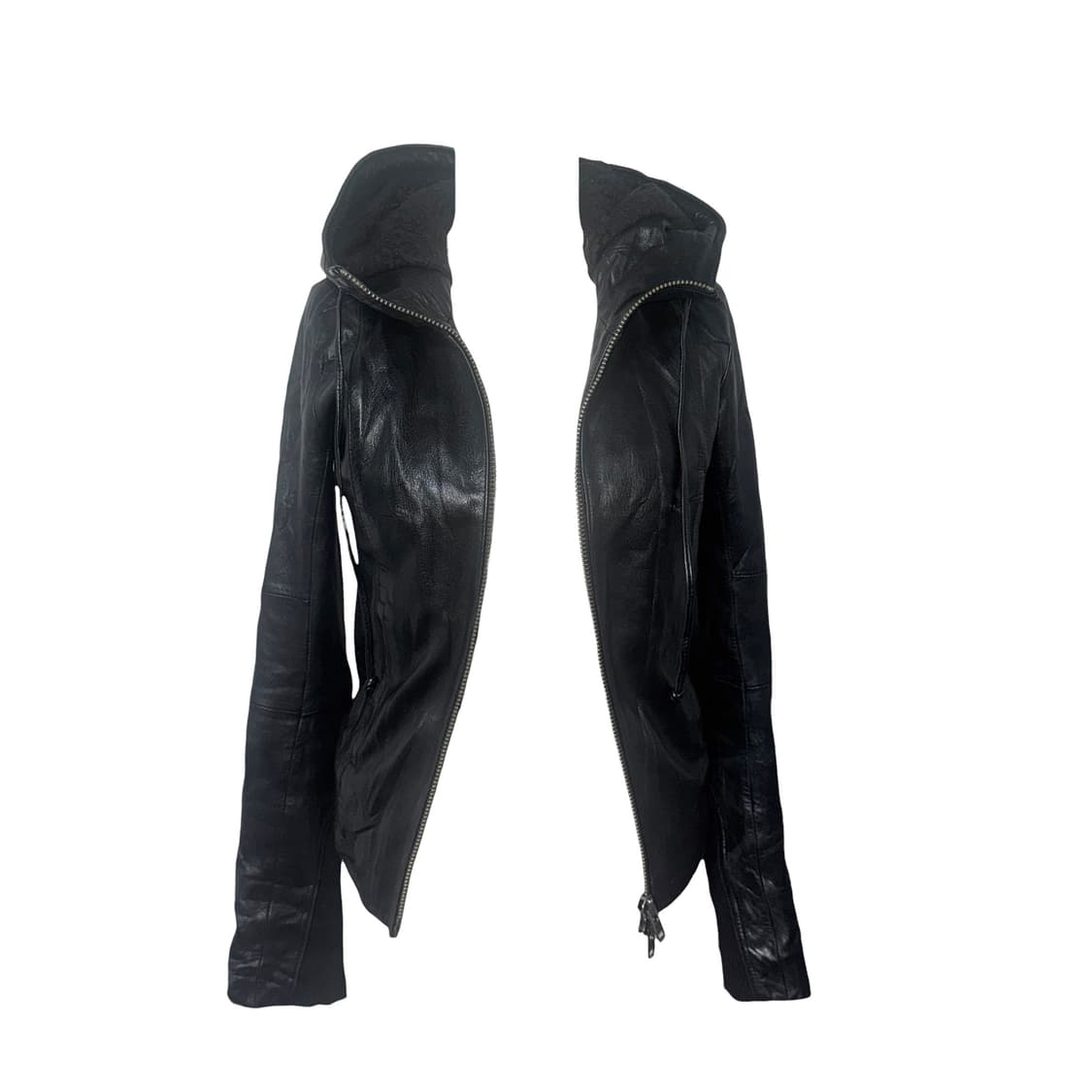 Hooded Sheep skin Black leather Jacket 상품이미지2