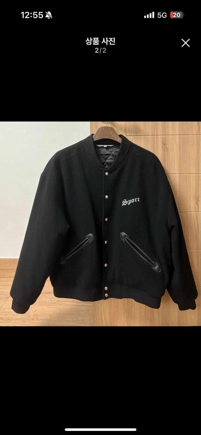 (L) 헤리티지플로스 바시티 자켓 블랙 상품이미지3