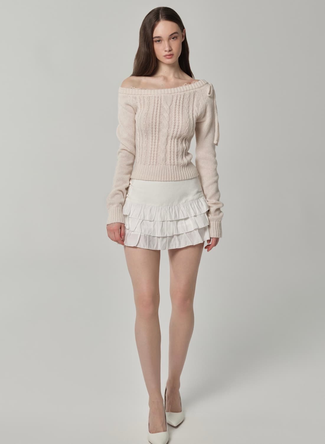 클리시어 로지 케이크 케이블 니트 상품이미지2