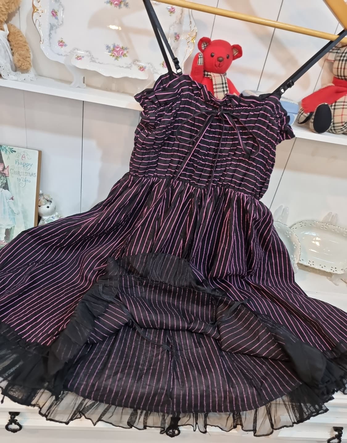 핑크 스트라이프  스트링 원피스 상품이미지5