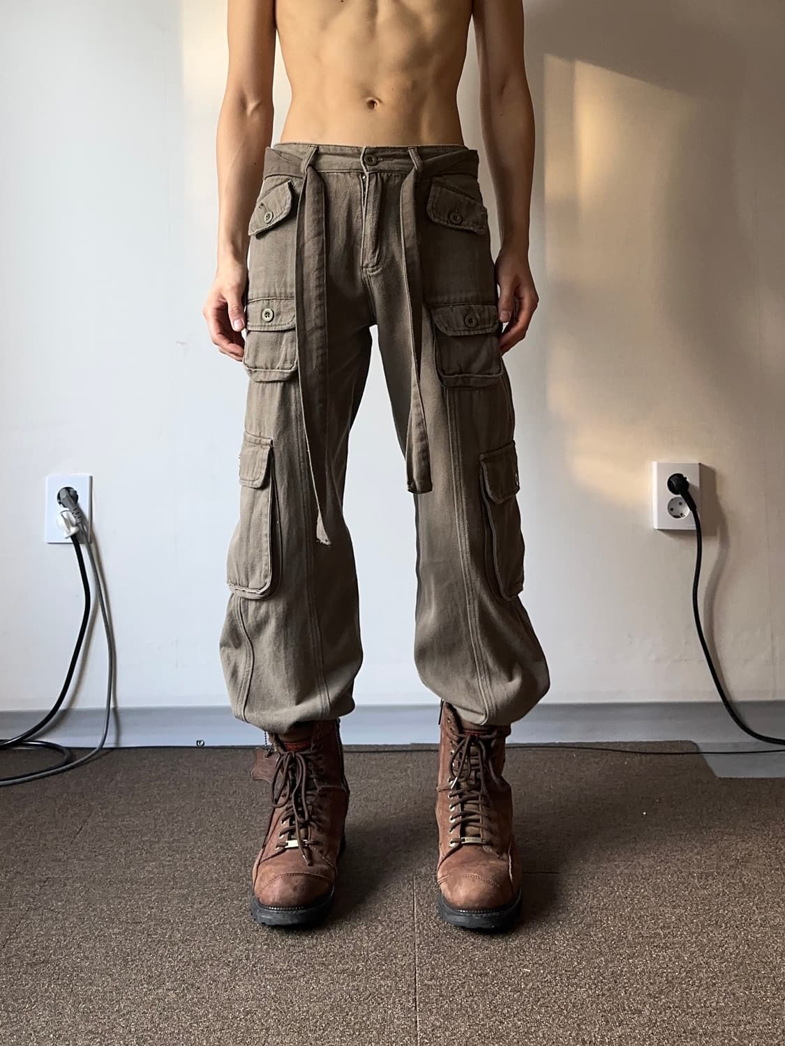 Shinne 스트랩 벨트 카고 스트레이트 팬츠 상품이미지5