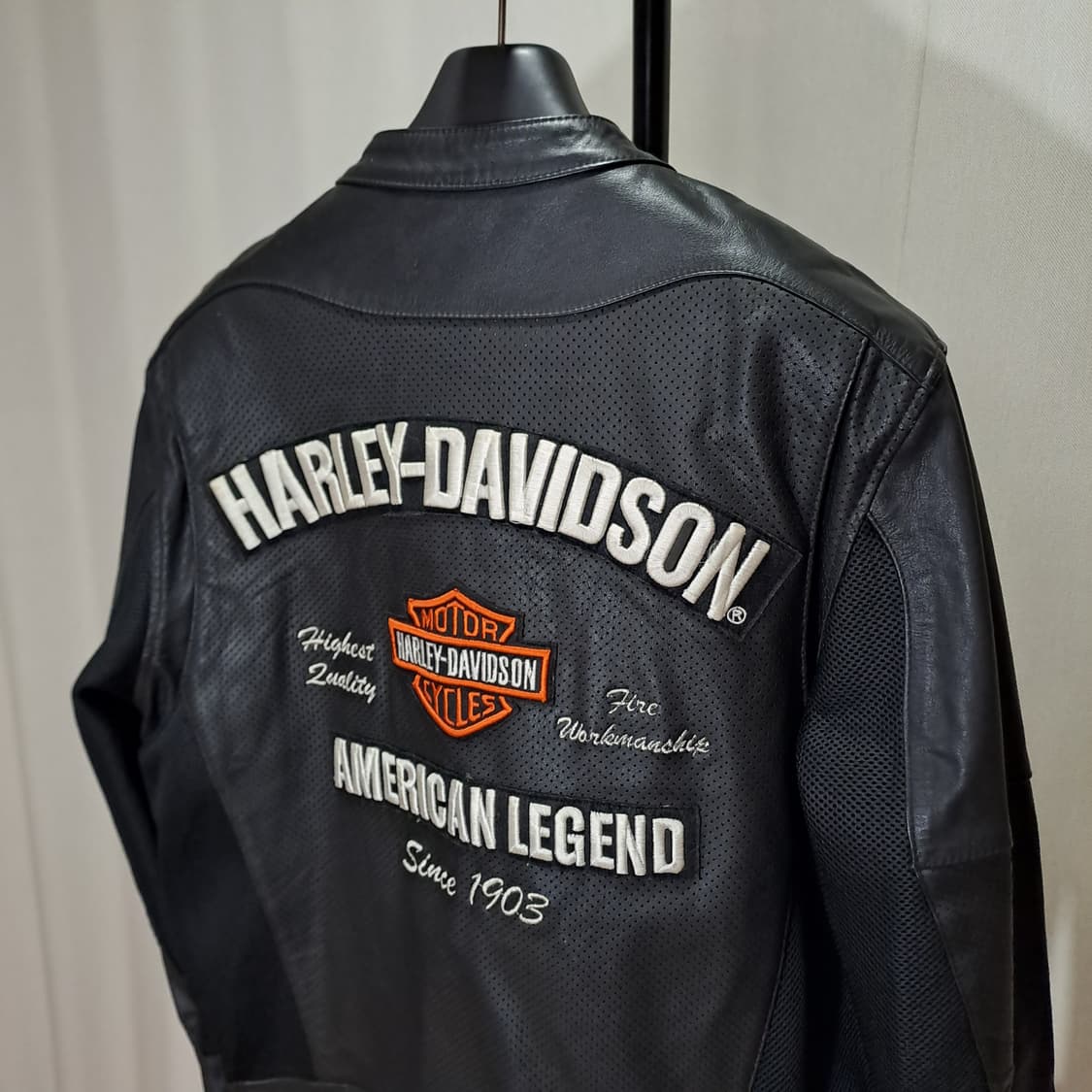 (새제품) 할리패치 소가죽 메쉬 자켓 105-110 B305 상품이미지5