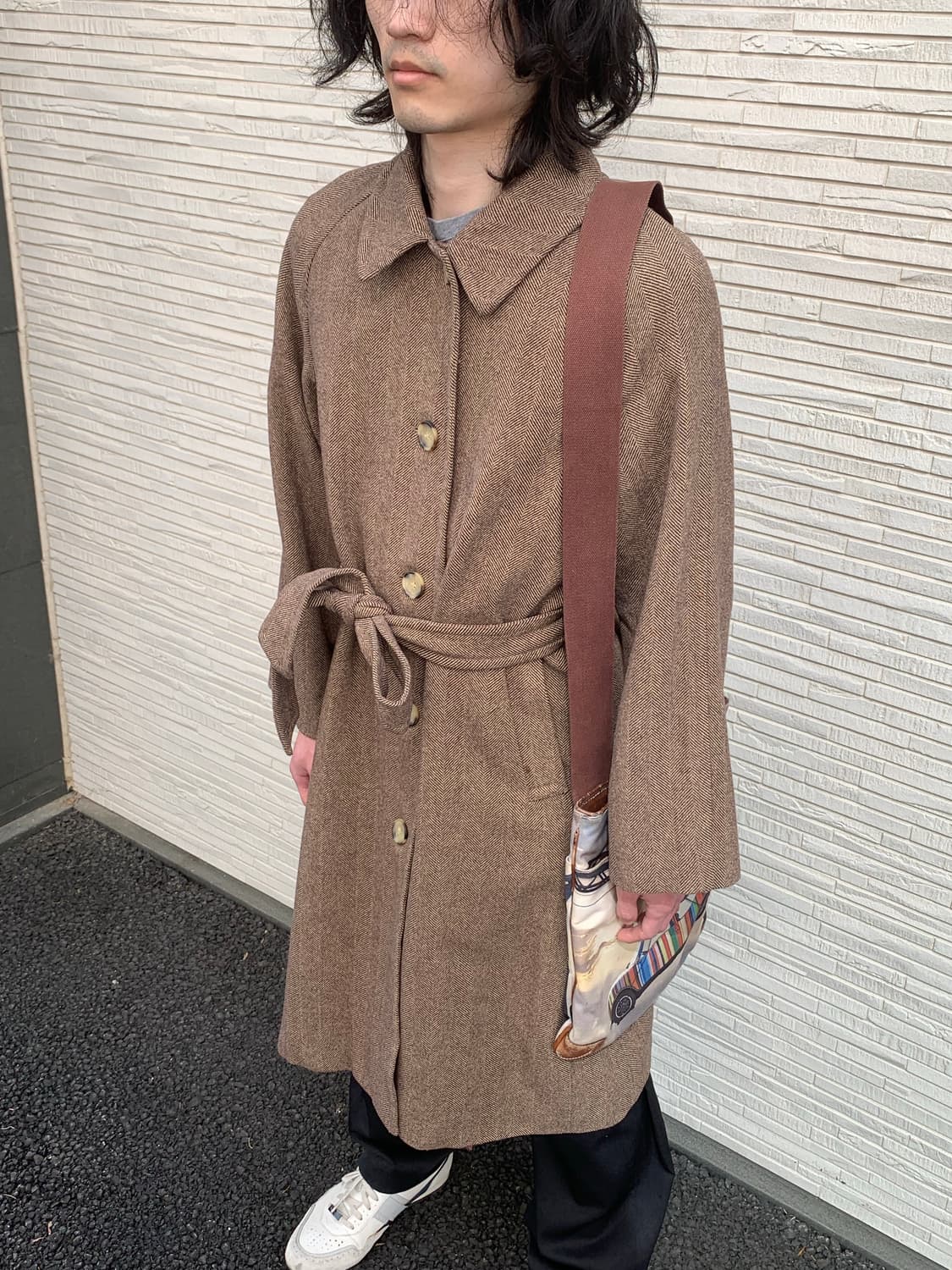 jw앤더슨 유니클로 헤링본 발마칸 울 코트 (brown) 상품이미지3